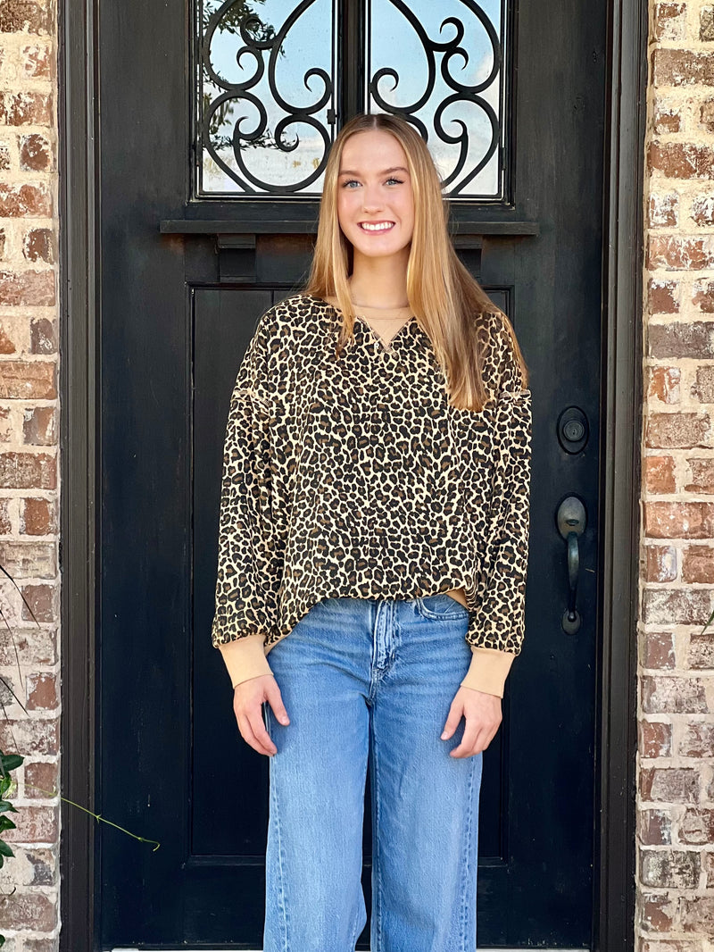 Avery Beige Leopard Pullover