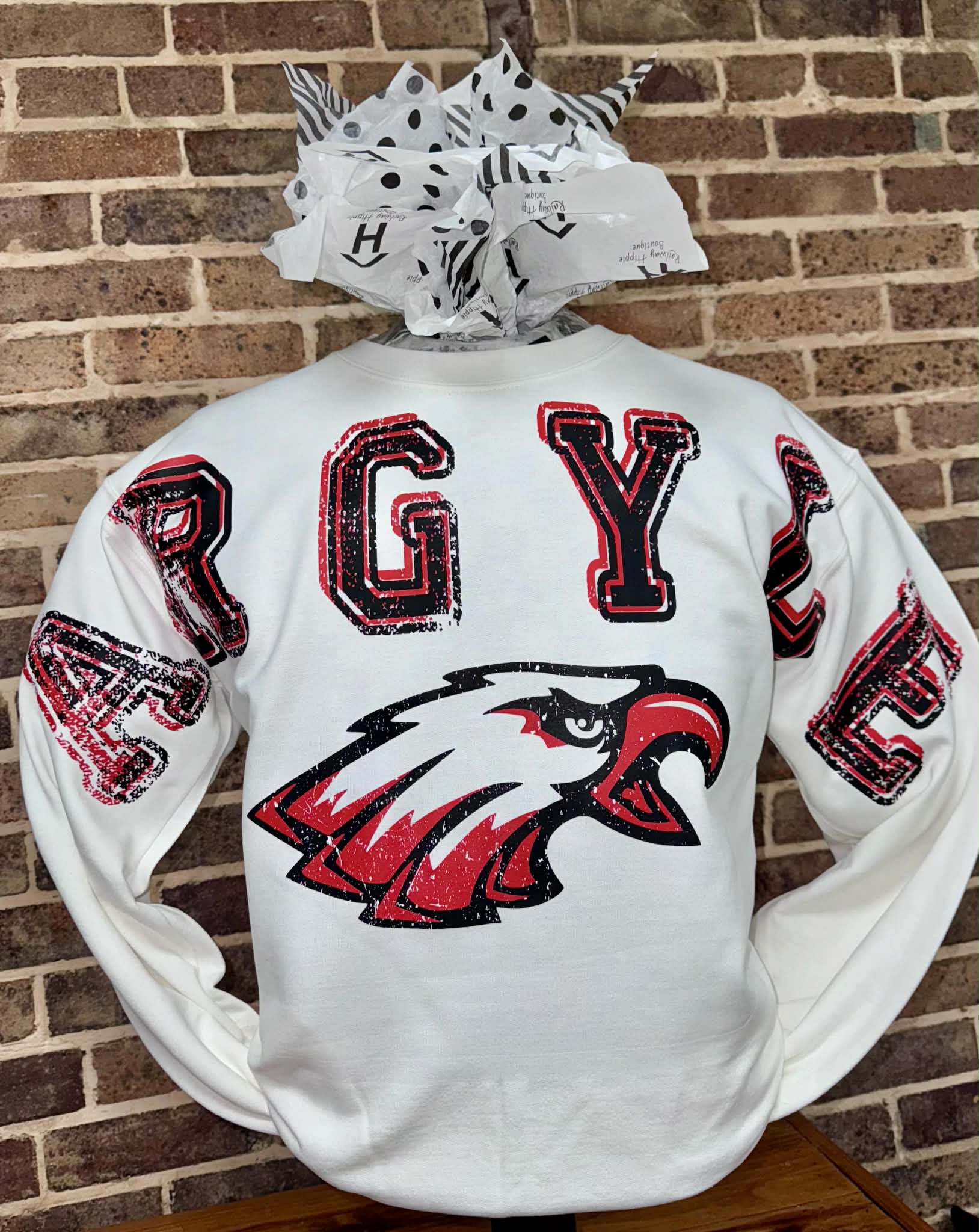 Argyle Eagles Distressed Crossbody Sweatshirt