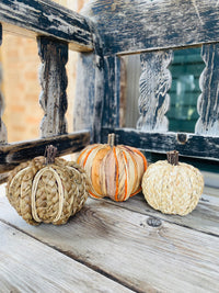 Woven Rattan Pumpkin Set