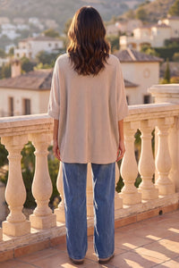 Marli Taupe Oversized Ribbed Top