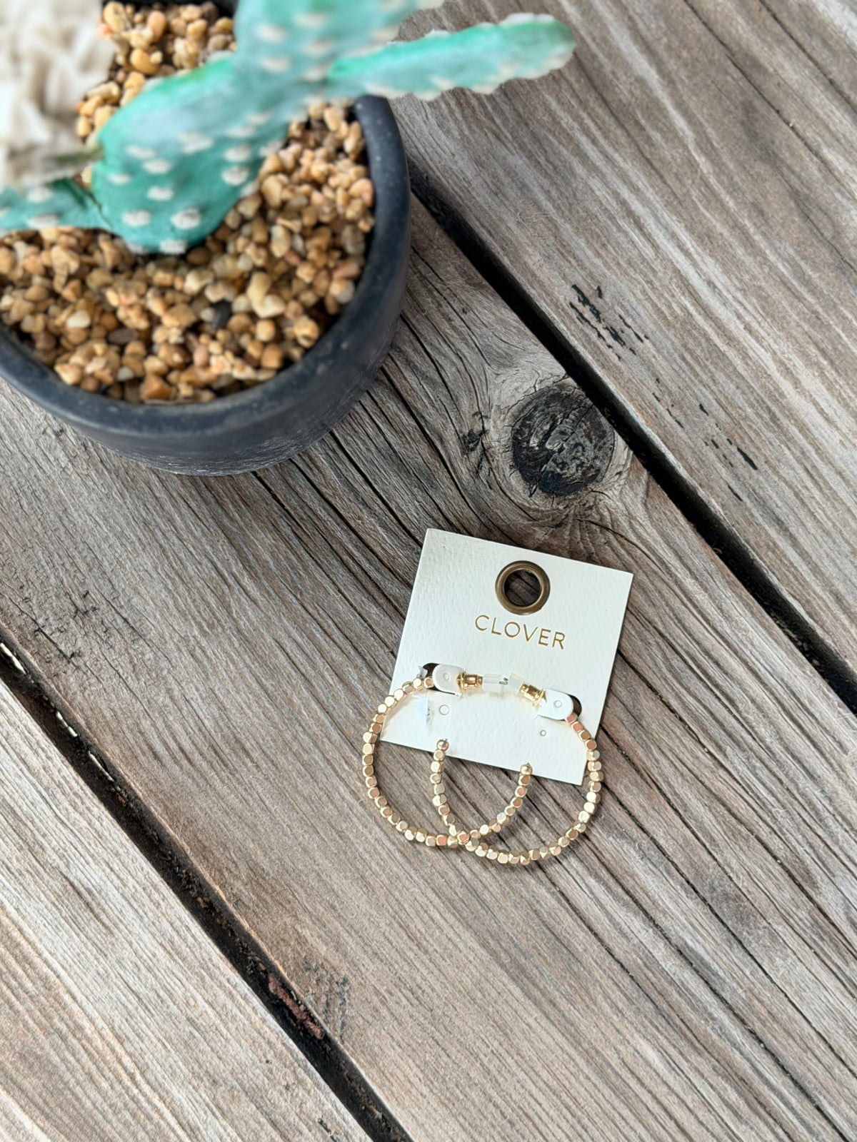Flat Disc Bead Hoop Earrings