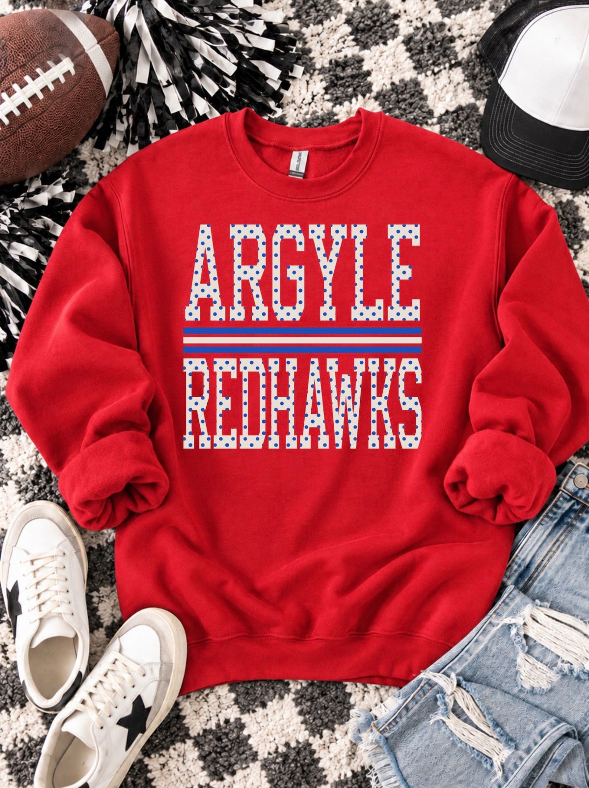 PREORDER | Argyle Redhawks Polka Line Sweatshirt