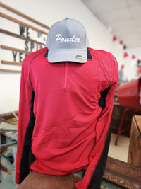 Red & Black Colorblock Mens Half Zip Pullover