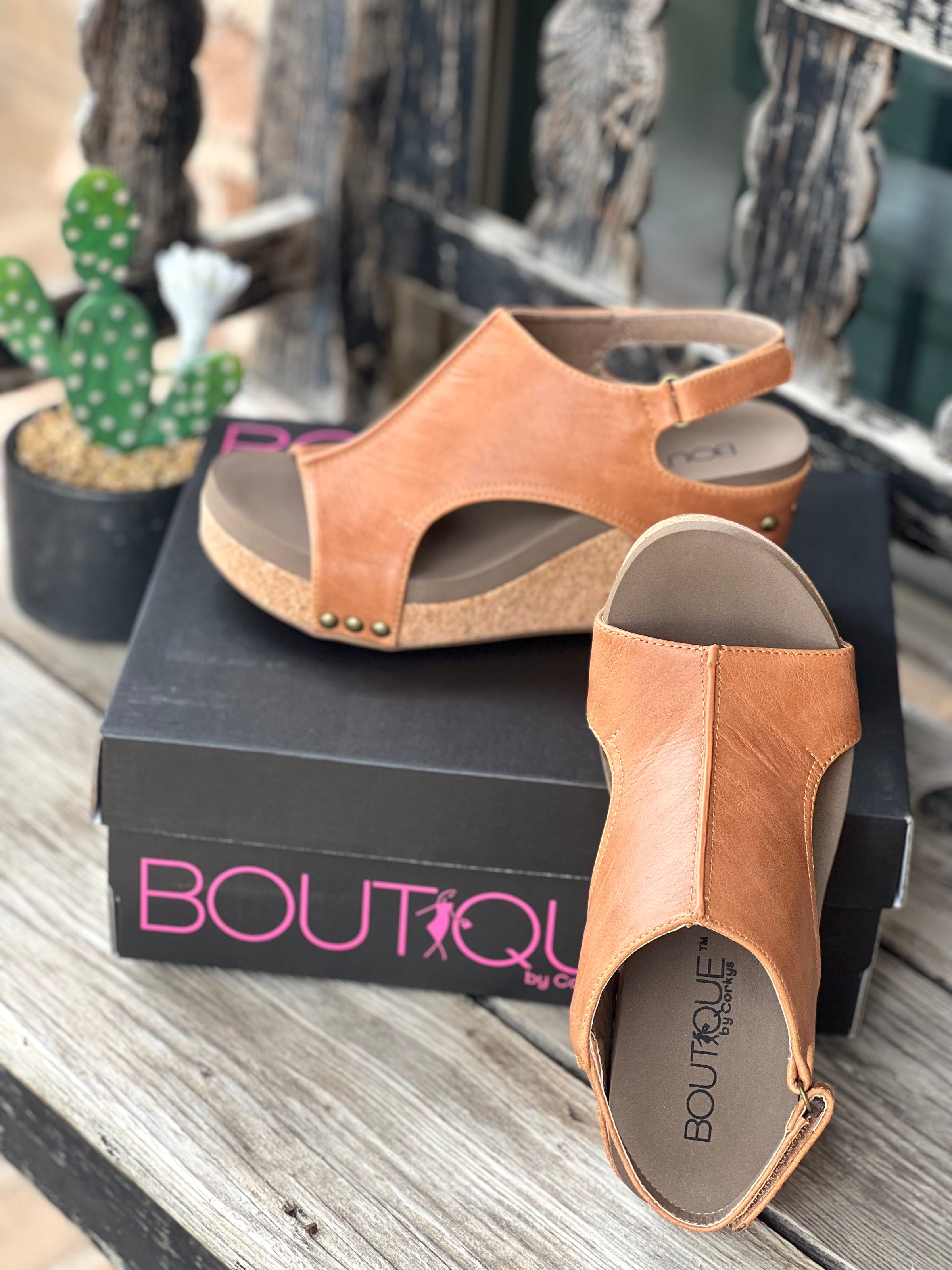 Corky’s Cognac Smooth Carley Wedges Rivers’ Rustic Designs