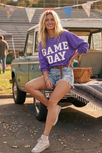 Purple Bold Varsity Game Day Sweatshirt