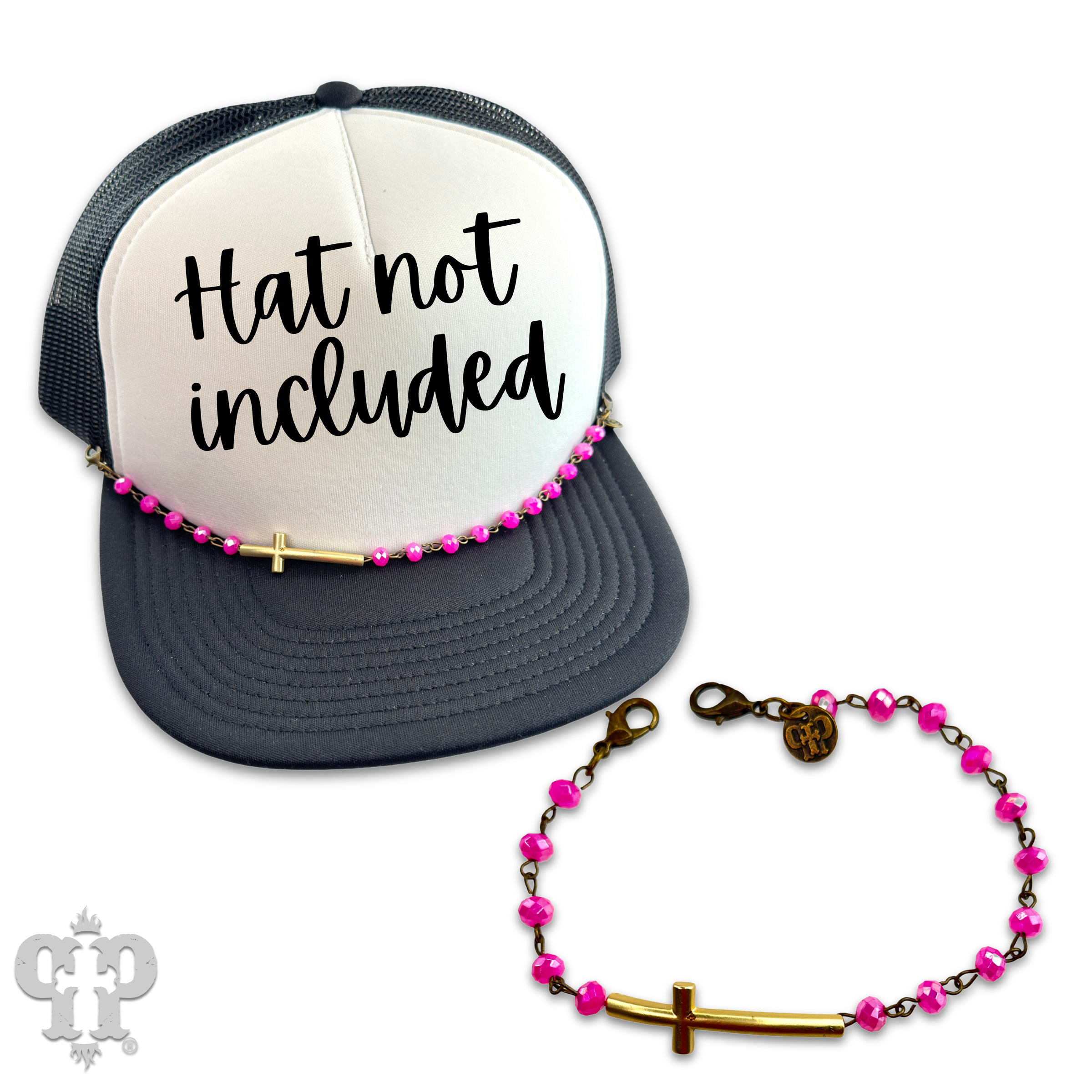 Gold Cross Beaded Trucker Hat Chain