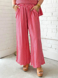 Umgee | Red Gingham Pull On Pants