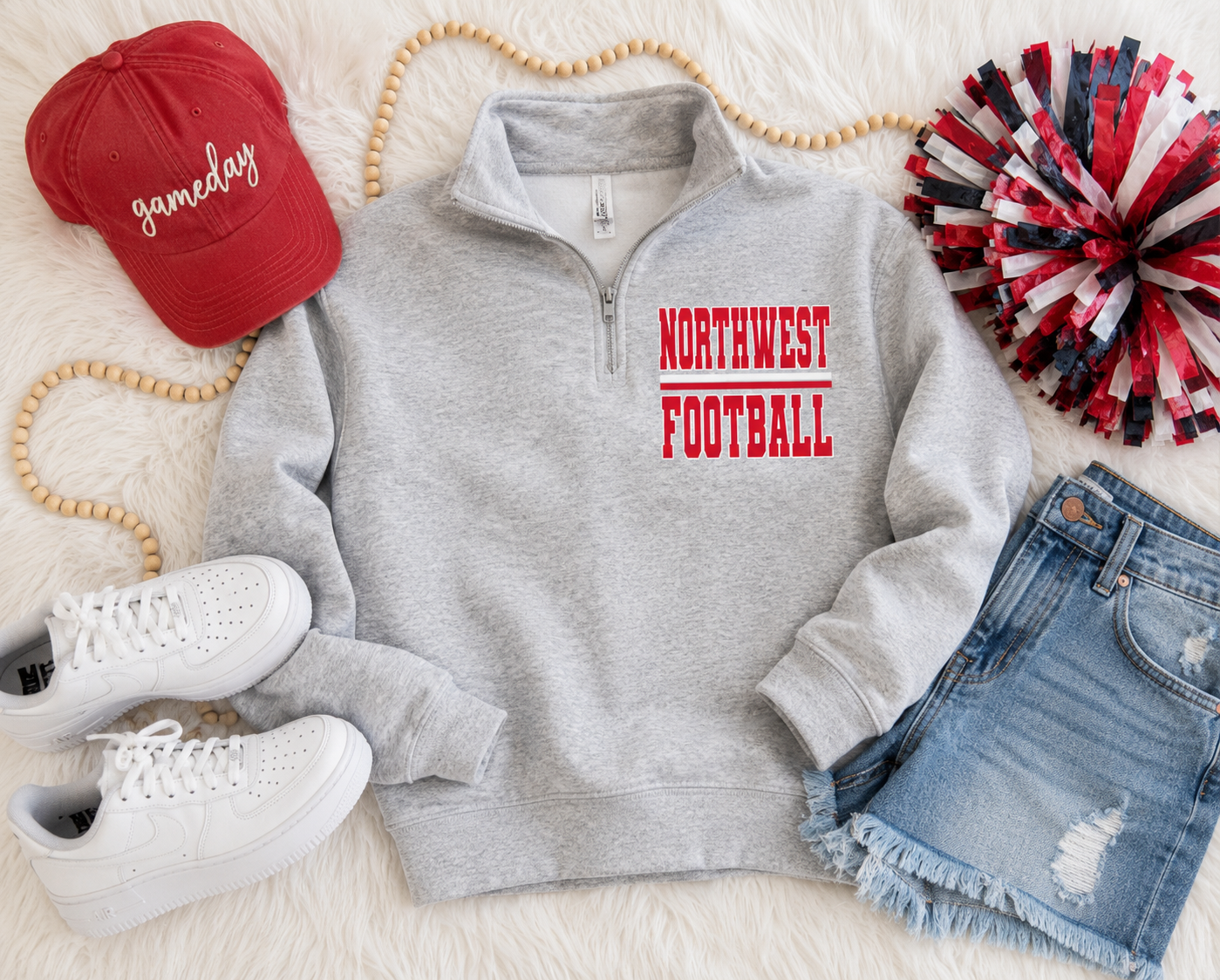 PREORDER | Northwest Football Stacked Pocket Quarter Zip Sweatshirt