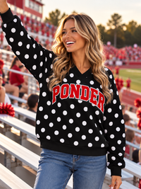 PREORDER | Ponder Black Polka VNeck Lined Windbreaker
