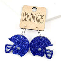 1.25" Glitter School Spirit Football Helmet Dangles - Custom Spirit Earrings - 9 Color Options