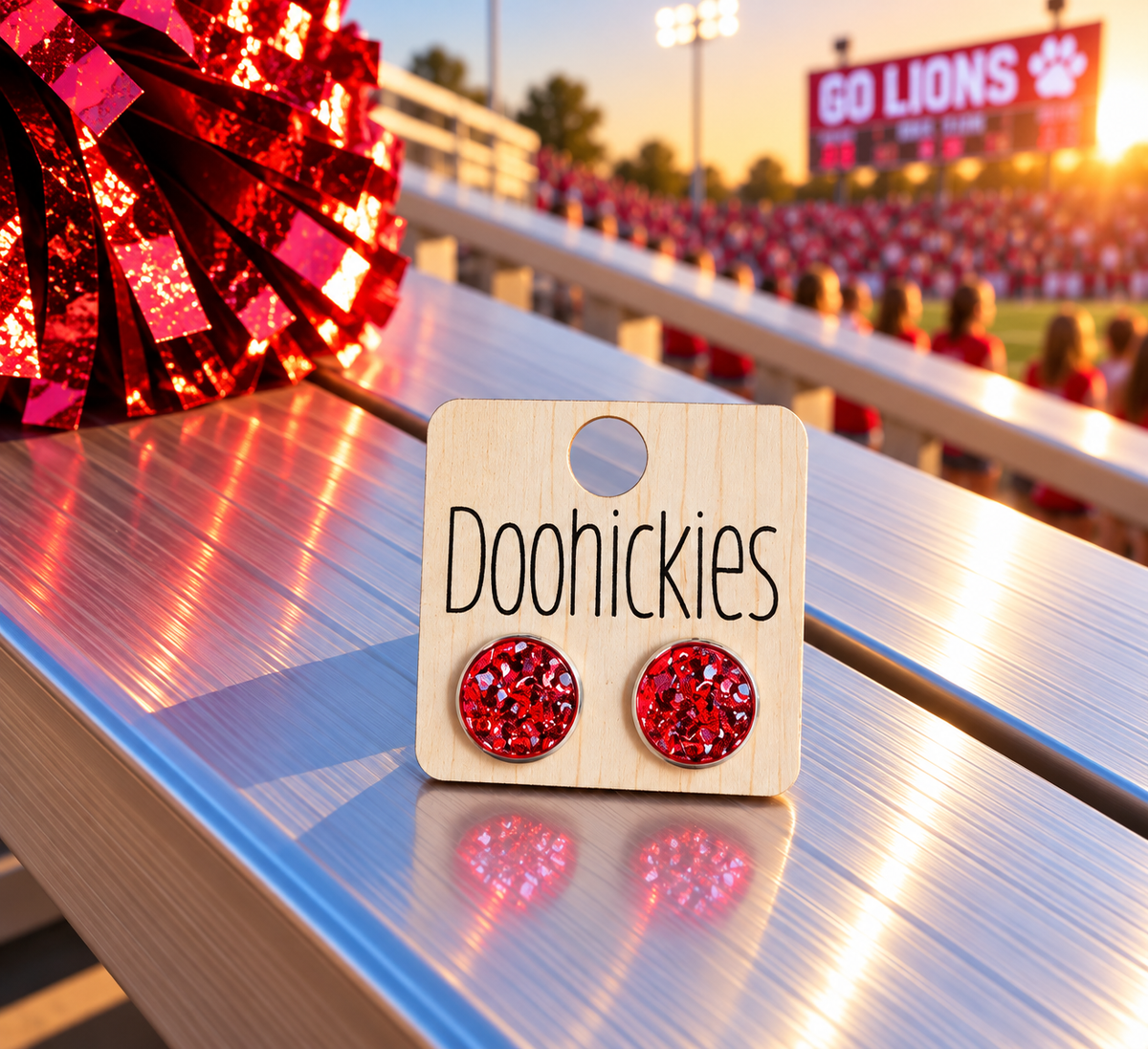 10mm Red Sparkle Stud Earrings
