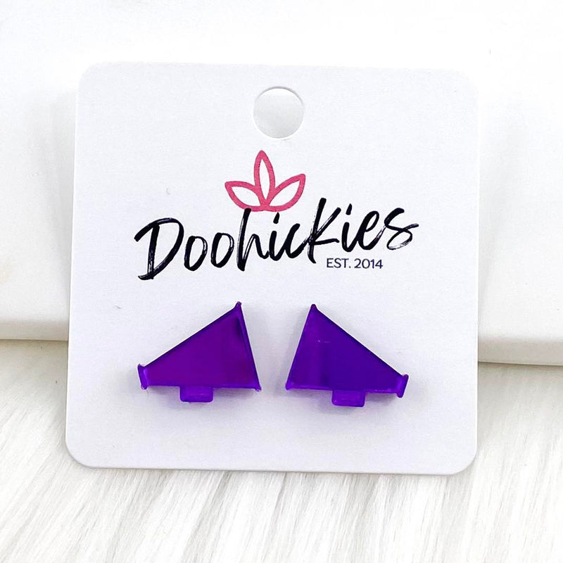 15mm Shiny Acrylic Megaphones - Sports Earrings
