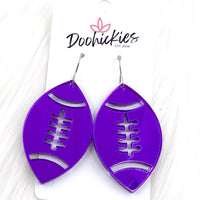 Shiny Football Acrylic Dangles -Sports Earrings