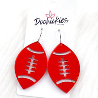 Shiny Football Acrylic Dangles -Sports Earrings