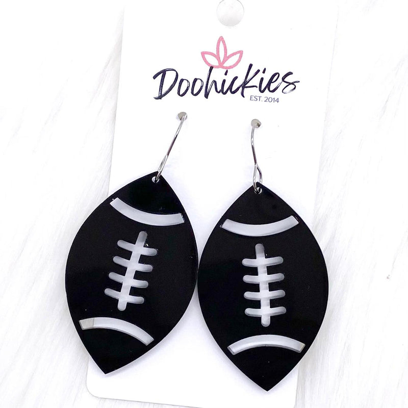 Shiny Football Acrylic Dangles -Sports Earrings