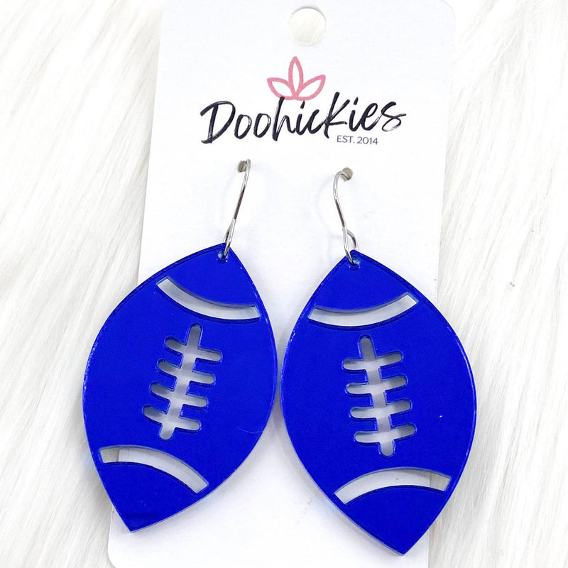 Shiny Football Acrylic Dangles -Sports Earrings