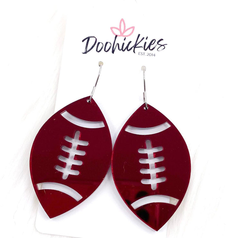 Shiny Football Acrylic Dangles -Sports Earrings