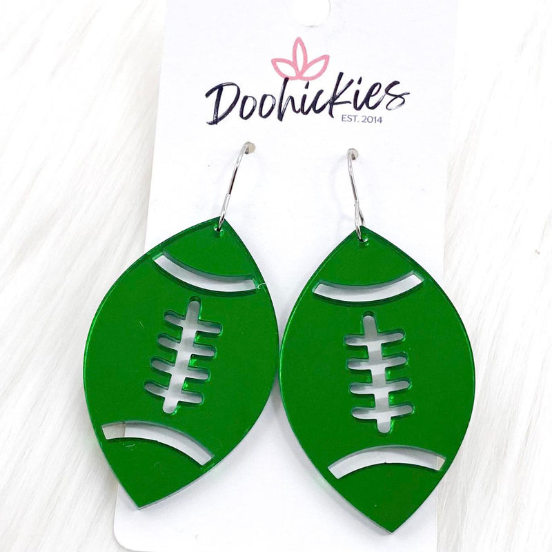 Shiny Football Acrylic Dangles -Sports Earrings