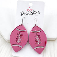 1.5" Pink Out Football Acrylic Dangles - Breast Cancer Awareness Earrings