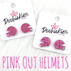 15mm Pink Out Acrylic Football Helmets - Breast Cancer Awareness Earrings