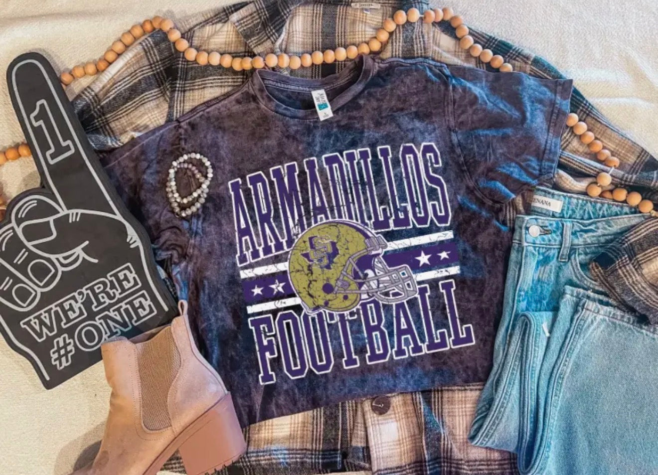 PREORDER | Armadillos Football Acid Wash Tee