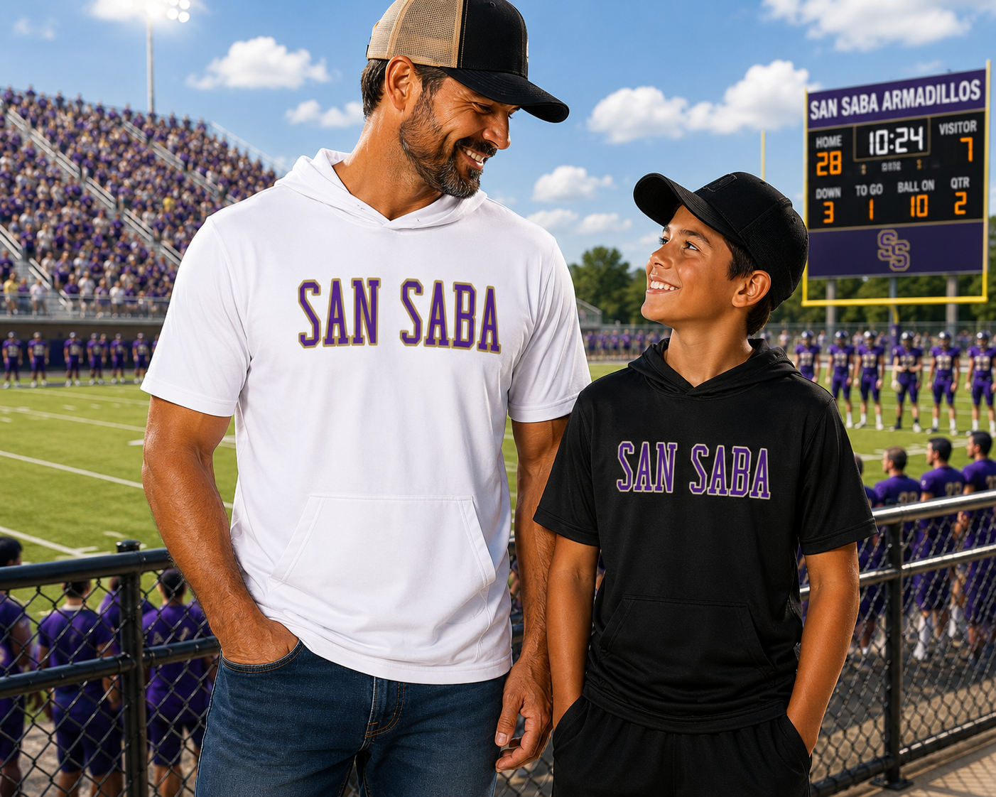 PREORDER | San Saba Block Script Hooded DriFit Tee
