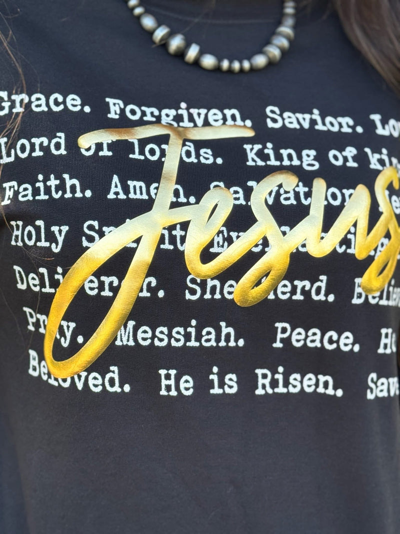 Jesus with Gold Puff Long Sleeve Tee