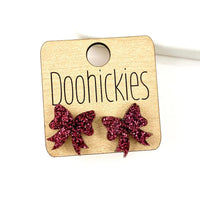 15mm School Spirit Glitter Bow Studs - Custom Spirit Earrings - 9 Color Options