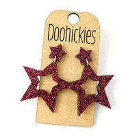 1.75" Glitter School Spirit Cutout Star Dangles - Custom Spirit Earrings - 9 Color Options