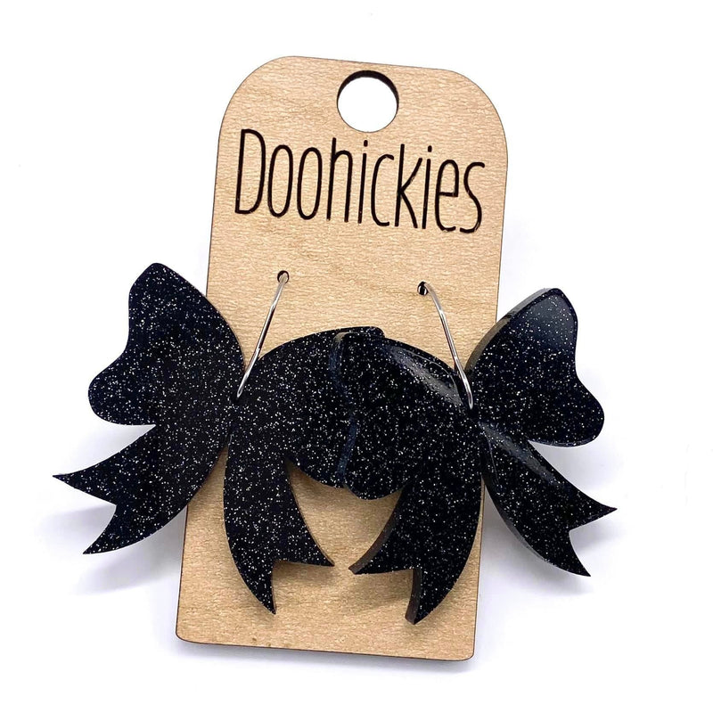 1.5" Glitter School Spirit Bow Dangles - Custom Spirit Earrings - 9 Color Options