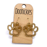1" Glitter School Spirit Paw Dangles - Custom Spirit Earrings - 9 Color Options