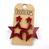 1.75" Glitter School Spirit Cutout Star Dangles - Custom Spirit Earrings - 9 Color Options