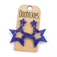 1.75" Glitter School Spirit Cutout Star Dangles - Custom Spirit Earrings - 9 Color Options
