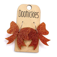 1.5" Glitter School Spirit Bow Dangles - Custom Spirit Earrings - 9 Color Options