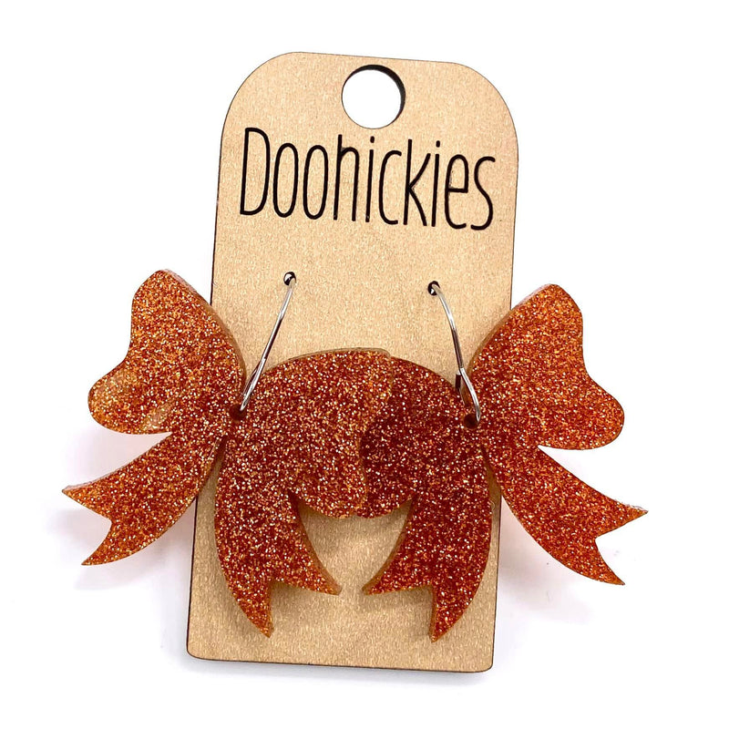 1.5" Glitter School Spirit Bow Dangles - Custom Spirit Earrings - 9 Color Options
