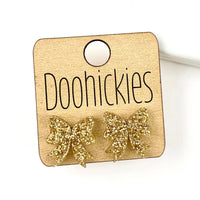 15mm School Spirit Glitter Bow Studs - Custom Spirit Earrings - 9 Color Options