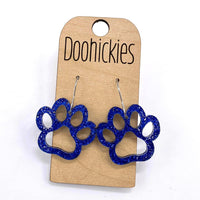 1" Glitter School Spirit Paw Dangles - Custom Spirit Earrings - 9 Color Options