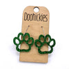 1" Glitter School Spirit Paw Dangles - Custom Spirit Earrings - 9 Color Options