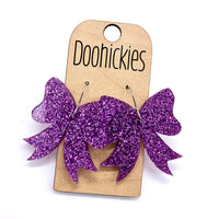1.5" Glitter School Spirit Bow Dangles - Custom Spirit Earrings - 9 Color Options