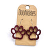 1" Glitter School Spirit Paw Dangles - Custom Spirit Earrings - 9 Color Options