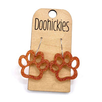1" Glitter School Spirit Paw Dangles - Custom Spirit Earrings - 9 Color Options