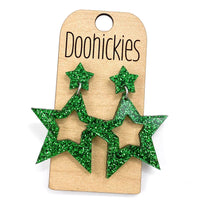 1.75" Glitter School Spirit Cutout Star Dangles - Custom Spirit Earrings - 9 Color Options