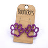 1" Glitter School Spirit Paw Dangles - Custom Spirit Earrings - 9 Color Options