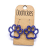 1" Glitter School Spirit Paw Dangles - Custom Spirit Earrings - 9 Color Options