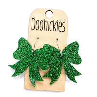 1.5" Glitter School Spirit Bow Dangles - Custom Spirit Earrings - 9 Color Options