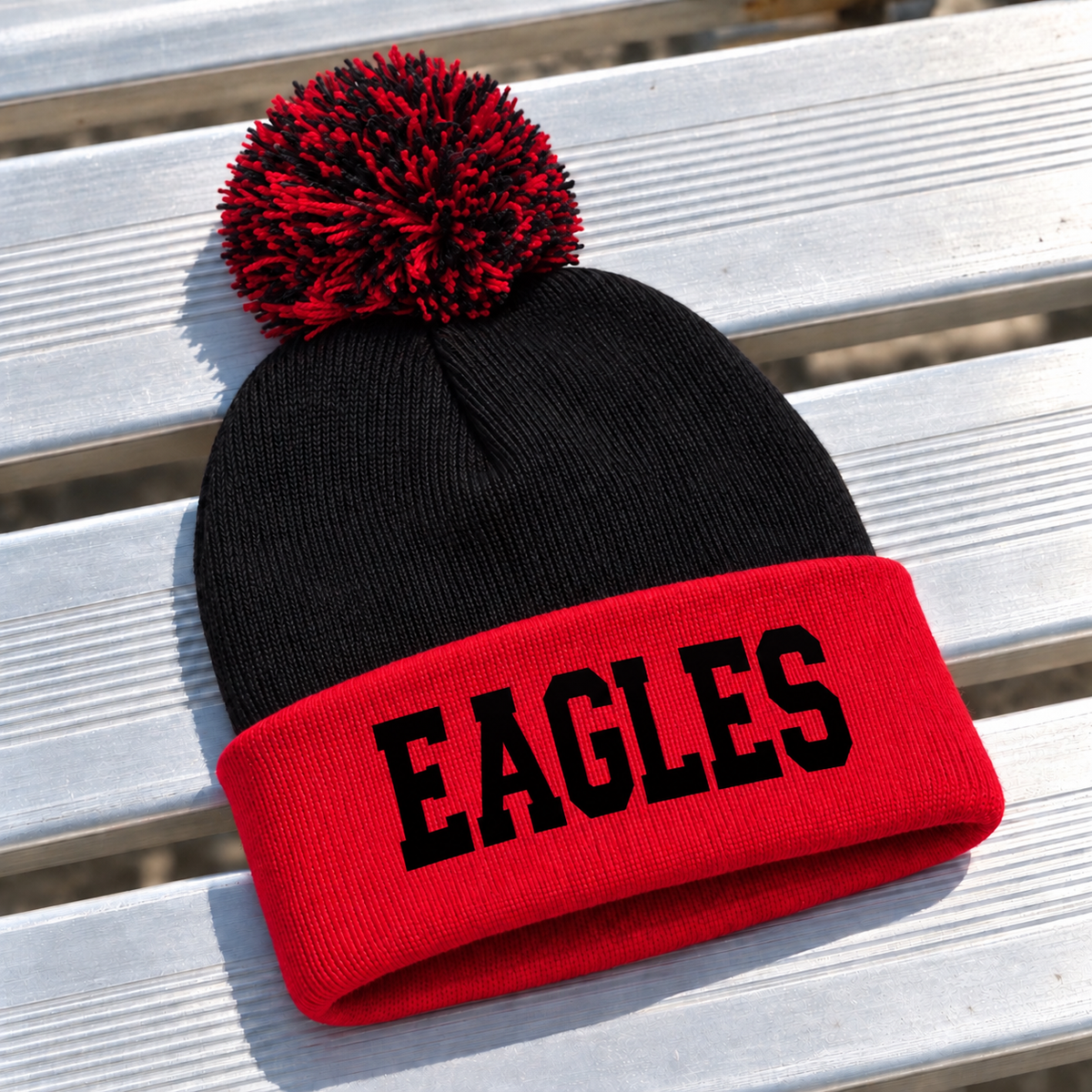 PREORDER | Eagles Embroidered Cuffed Pom Beanie