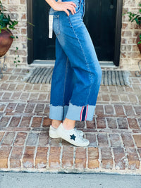 Risen | Tori Tummy Control Red Accent Cuff Jean