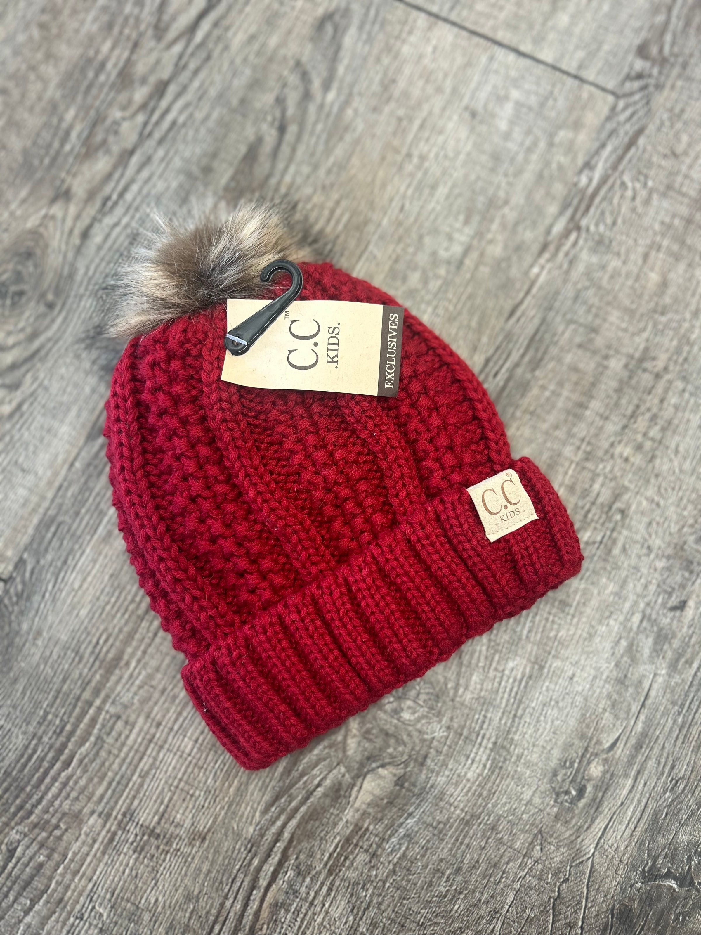 Youth Red Pom Beanie