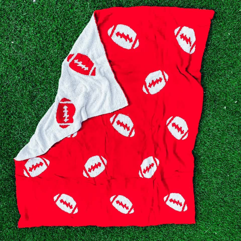 Red Reversible Football Blanket