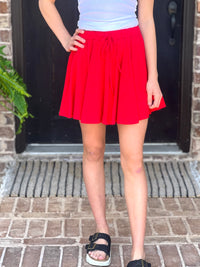 Red Bleacher Babe Ruffled Skort